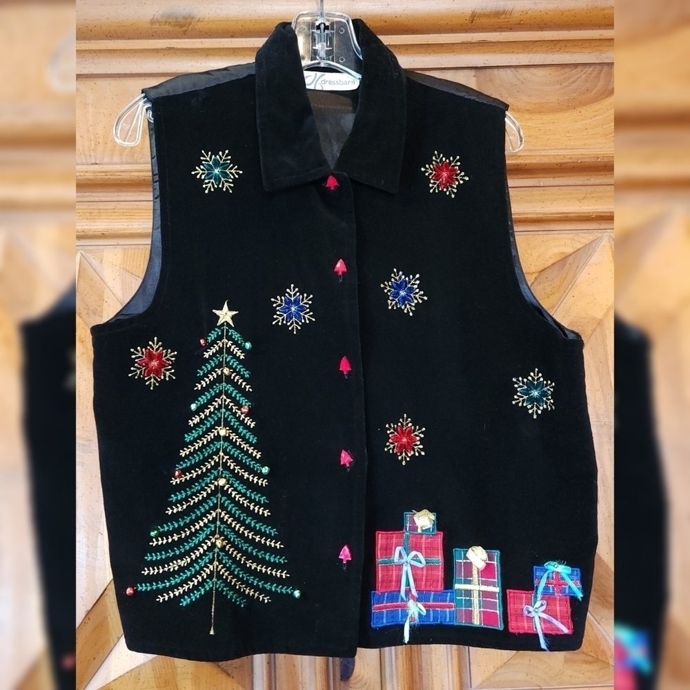 Dressbarn Christmas Vest Sz L